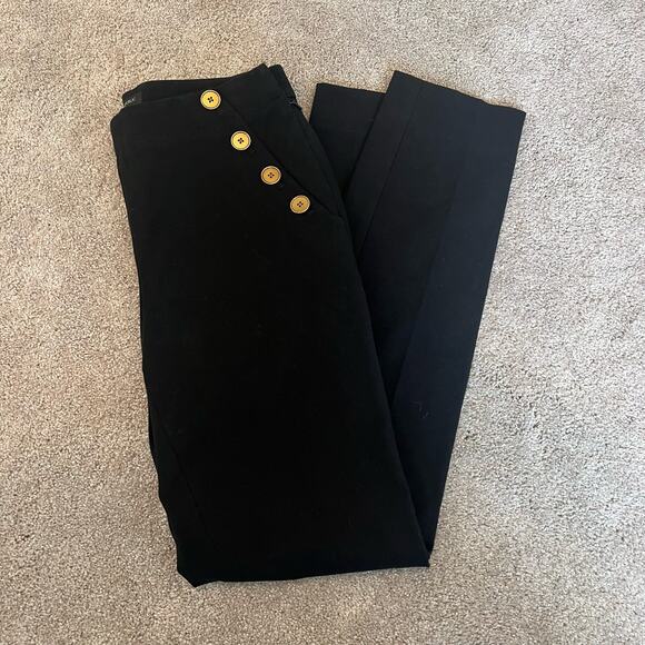 Banana Republic Women's High‎ Waisted Sloan Pant in Black Gold Buttons Size 2L - Picture 1 of 10